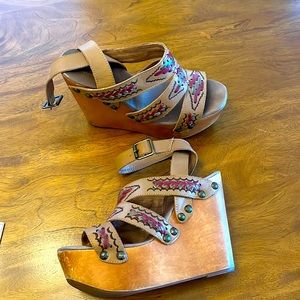 Free People platform wedges, well worn and loved